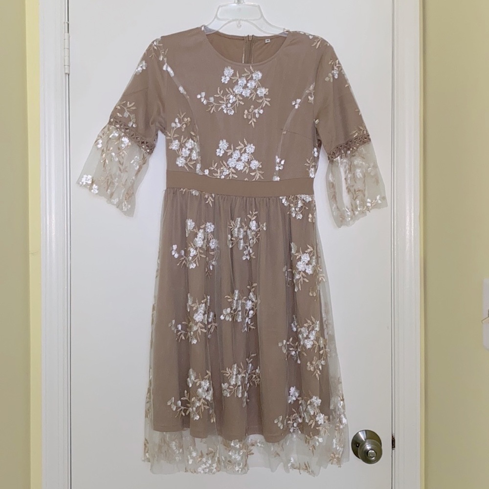 Pink Lily Floral Tulle Dress